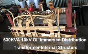 630KVA 10kV Öljyupotettu jakelumuuntaja Sisäinen rakenne